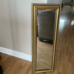 Vintage gold ornate framed mirror 24x9”